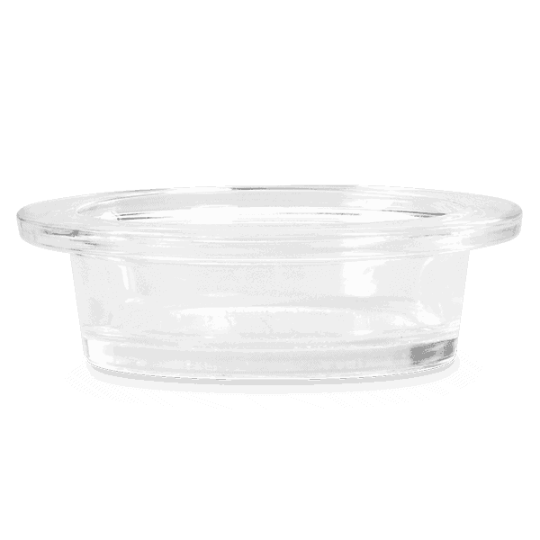 Clear glass dish with a wide, shallow circular bowl and slightly flared rim, the Small Clear Glass Dish (93mm)