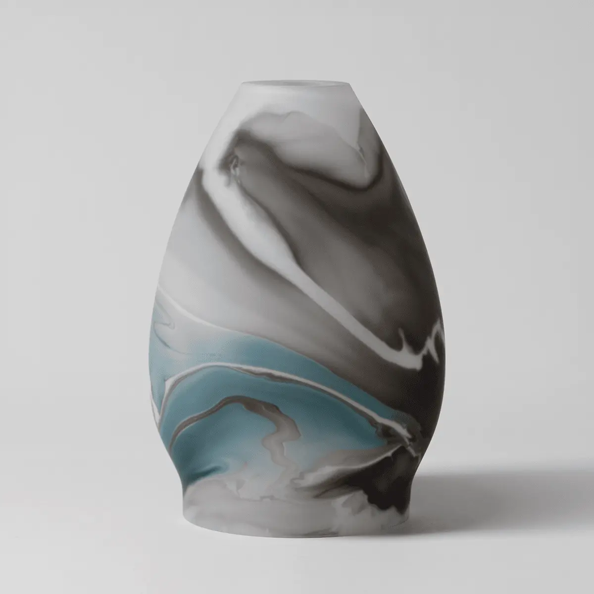 Sculptural diffuser shade in grey and teal with flowing, layered design resembling windswept fabric or water, the Shade Only - Explore