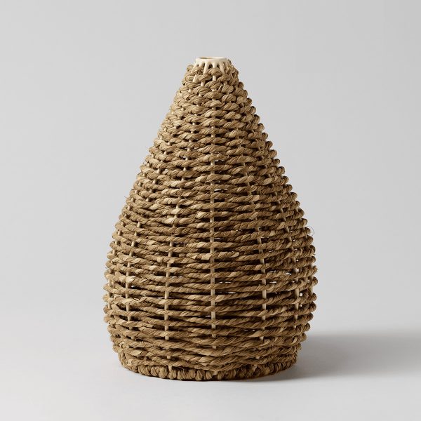Woven natural fibre cone-shaped diffuser shade with a textured, tightly-woven pattern, Shade Only - Wonder