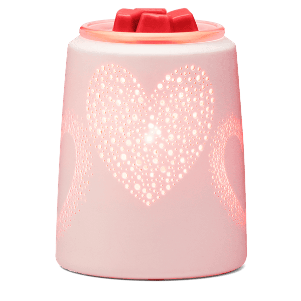Heart to Heart Scentsy Warmer - Lit - 25 Watt Light Bulb - Red