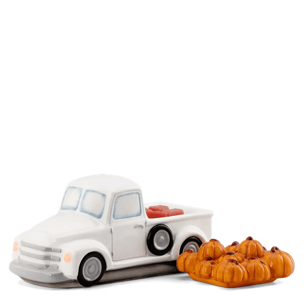 Retro White Truck Warmer + Pumpkin Delivery Lid