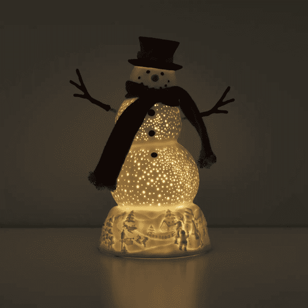 Swirling Snowman Limited-Edition Holiday Warmer - dark background