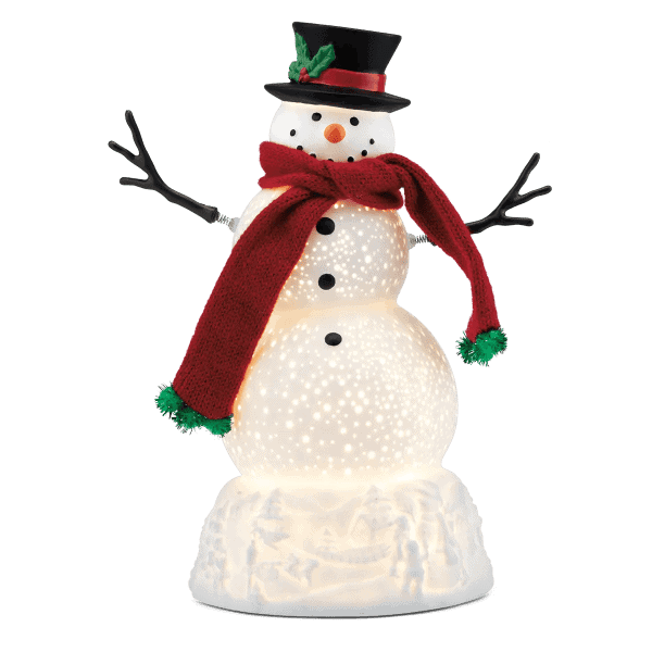 Swirling Snowman Limited-Edition Holiday Warmer - lit