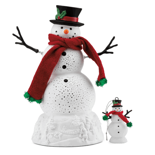Swirling Snowman Limited-Edition Holiday Warmer with matching ornament