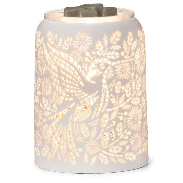 Etched Hummingbird Scentsy Warmer - Lit