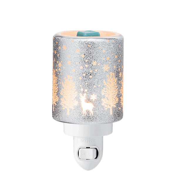 Snowy Glitter Grove Mini Scentsy Warmer - Lit