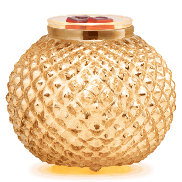 Victorian Glow - Gold Scentsy Warmer - Lit
