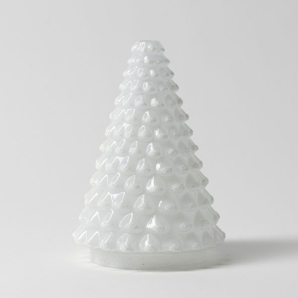 Glossy white ceramic diffuser shade with an all-over textured pattern of raised teardrop shapes, the Shade Only - Aurora Frost