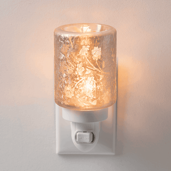 Silver Stem Mini Scentsy Warmer - Lit