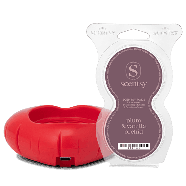 Scentsy Air Solo - Red Heart + Plum & Vanilla Orchid Scentsy Pods Bundle