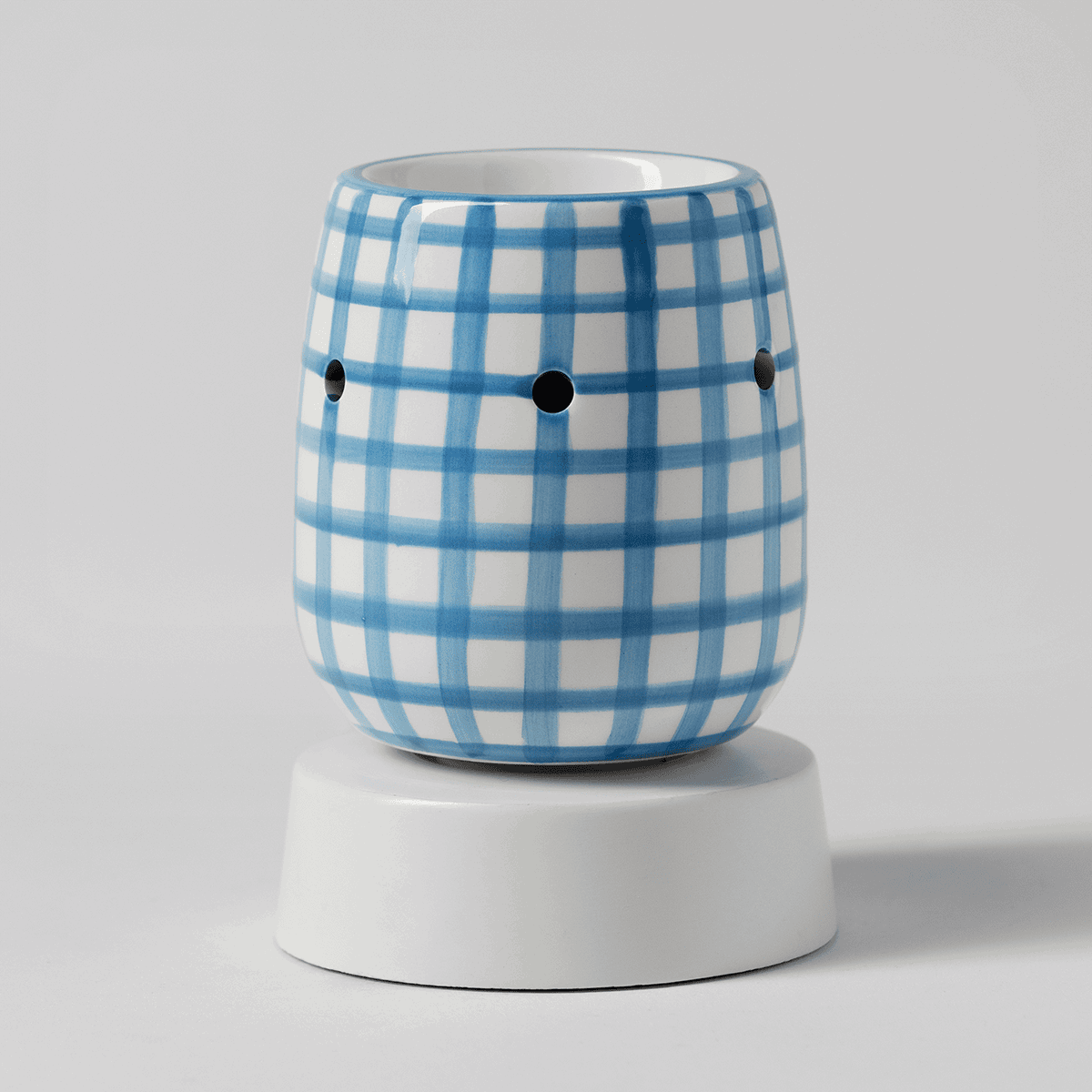 Cottage Gingham - Blue Mini Scentsy Warmer Tabletop - Unlit