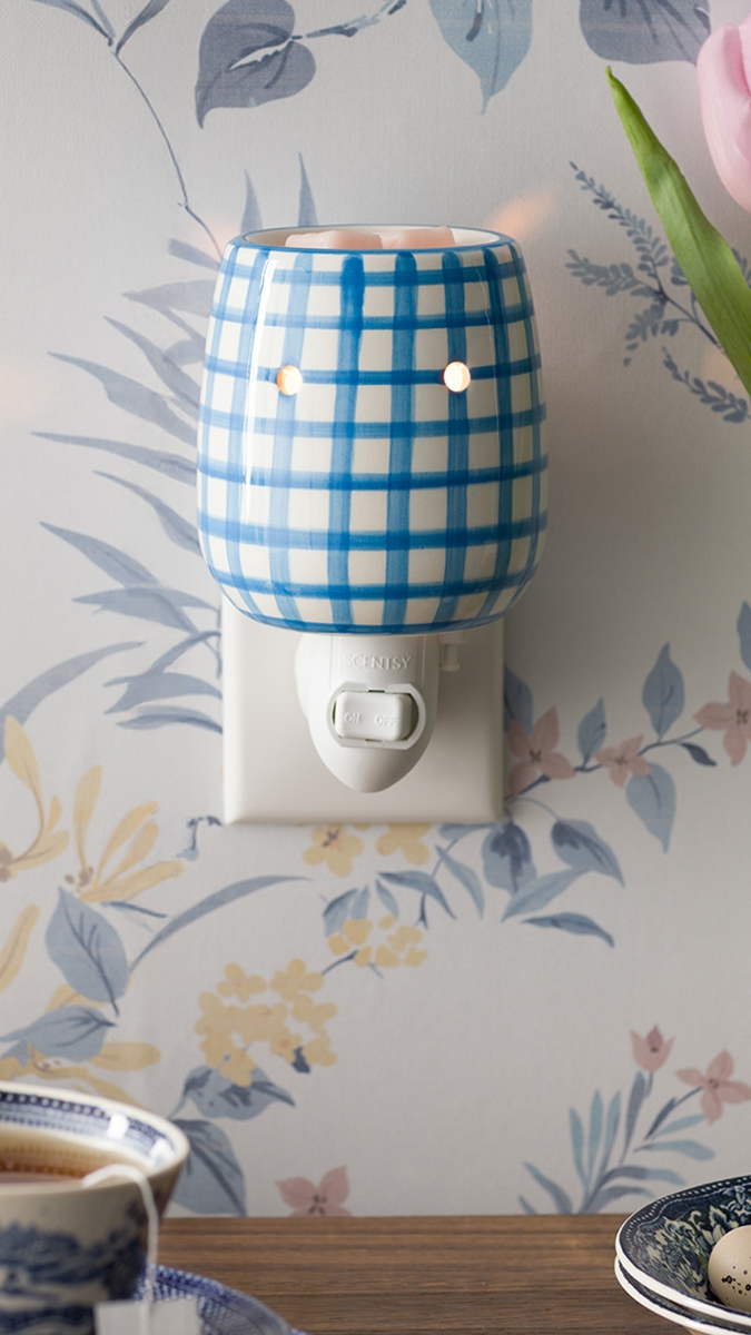 Cottage Gingham - Blue Mini Scentsy Warmer