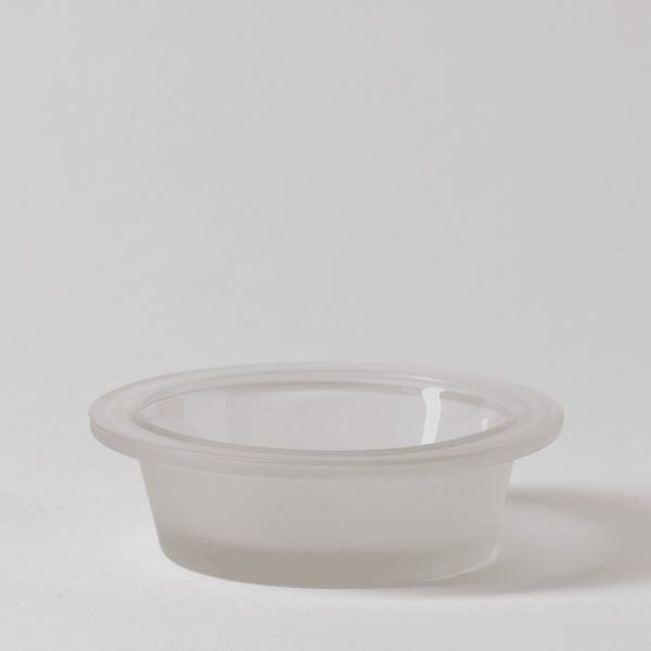 Translucent frosted plastic warmer dish with a wide, shallow bowl shape and a fitted lid rim, the Sanded Linea Replacement Dish