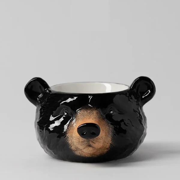 Black ceramic warmer shaped like a bear's head with round ears, brown muzzle detail, and a cream-coloured interior, the Blackwood Bear Scentsy Warmer