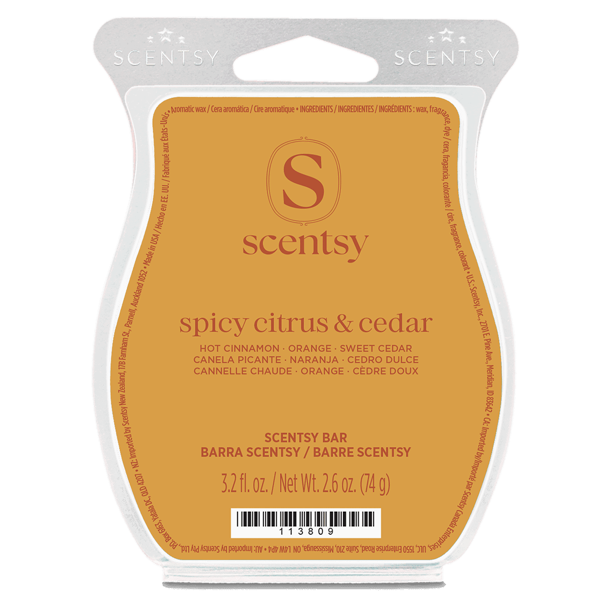 Spicy Citrus & Cedar Scentsy Bar