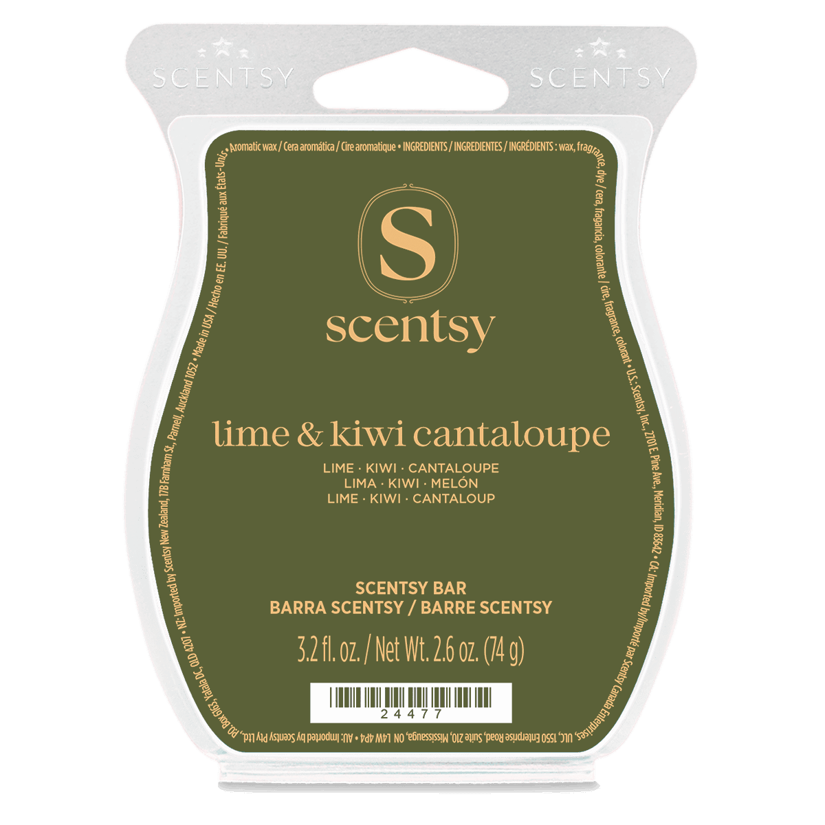 Lime & Kiwi Cantaloupe Scentsy Bar - front isolated