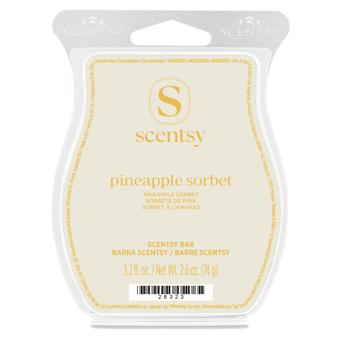 Pineapple Sorbet Scentsy Bar - front isolated
