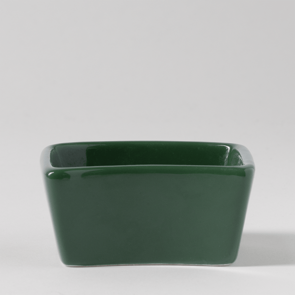 Glossy deep green ceramic square dish with gently rounded corners, the Merry Little Christmas Replacement Dish for a Scentsy Warmer