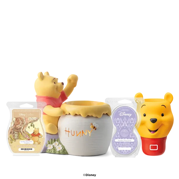Winnie the Pooh honey pot warmer, Pooh head wall fan diffuser, wax bar and purple Scentsy Pods packs, the Ultimate Disney Winnie the Pooh Bundle